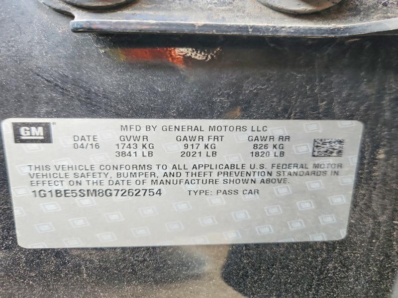 Продажа на аукционе авто 2016 Chevrolet Cruze, vin: 1G1BE5SM8G7262754, номер лота: 48651216