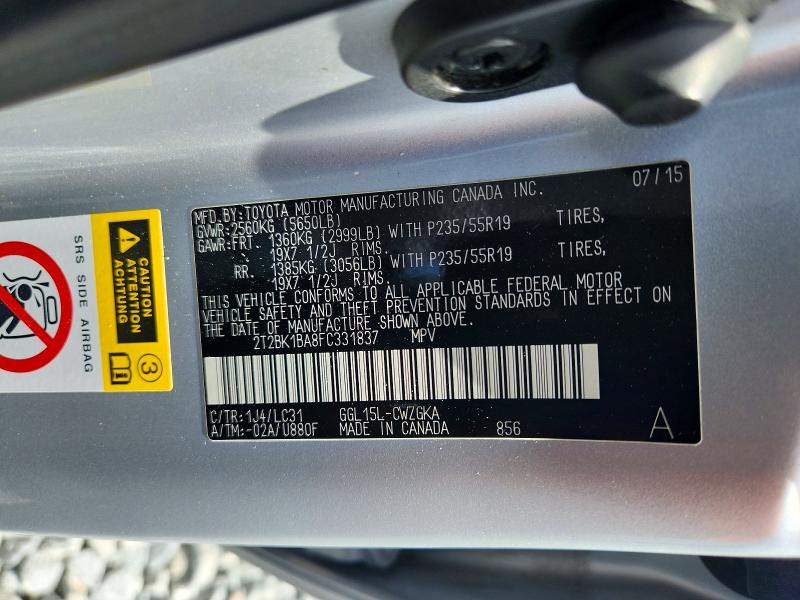Продаж на аукціоні авто 2015 Lexus Rx 350, vin: 2T2BK1BA8FC331837, номер лоту: 48086066