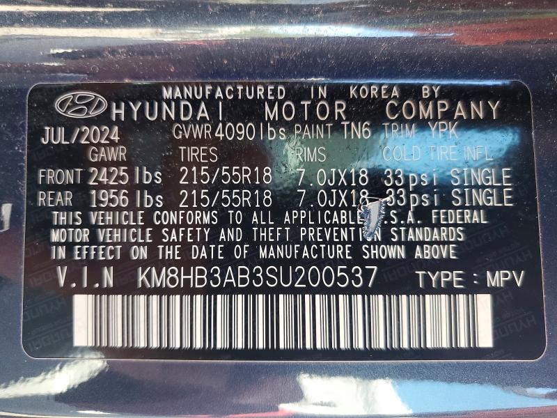 Продажа на аукционе авто 2025 Hyundai Kona, vin: KM8HB3AB3SU200537, номер лота: 49100346