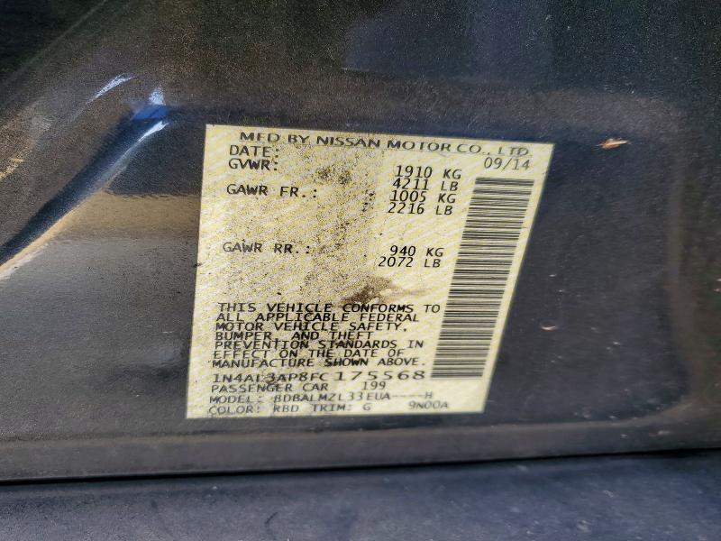 Продажа на аукционе авто 2015 Nissan Altima, vin: 1N4AL3AP8FC175568, номер лота: 51879106