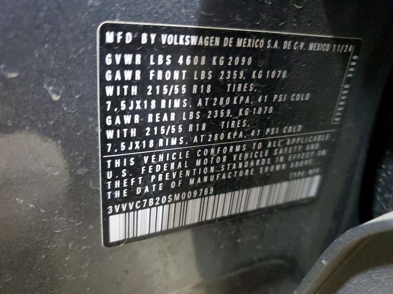 46780126 :رقم المزاد ، 3VVVC7B20SM009769 vin ، 2025 Volkswagen Taos مزاد بيع