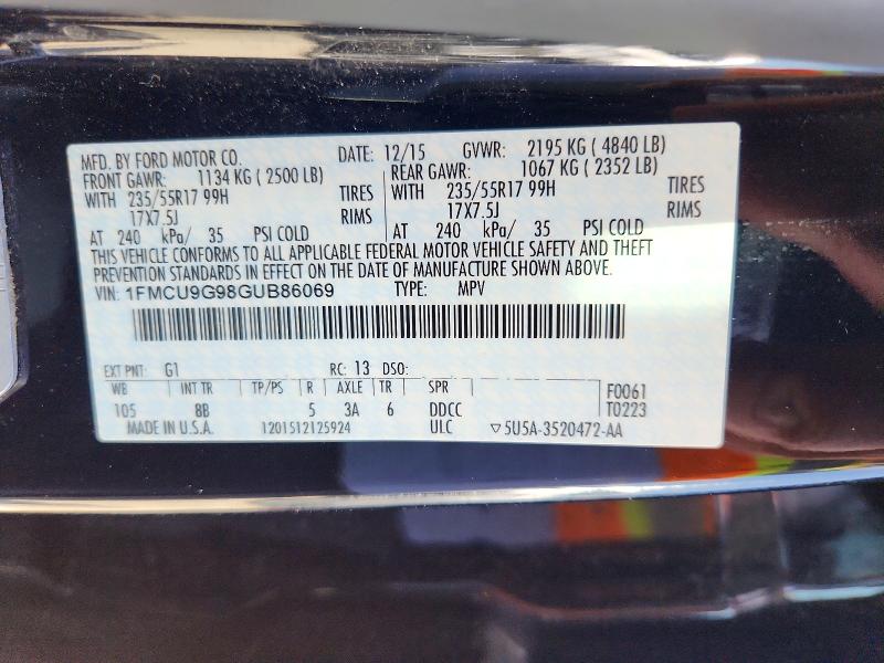 Продаж на аукціоні авто 2016 Ford Escape, vin: 1FMCU9G98GUB86069, номер лоту: 50504946