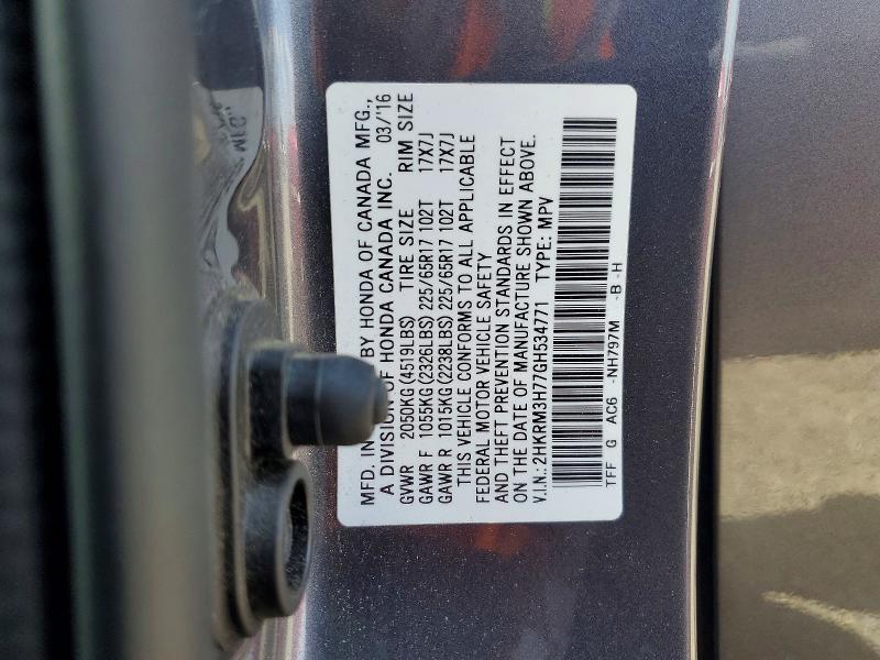 Aukcja sprzedaży 2016 Honda Cr-v, vin: 2HKRM3H77GH534771, numer aukcji: 49767456