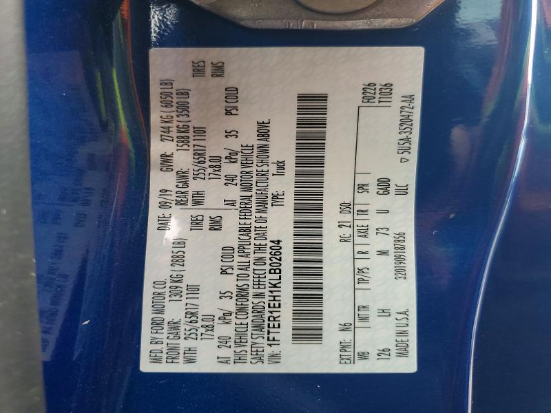 2019 Ford Ranger მანქანა იყიდება აუქციონზე, vin: 1FTER1EH1KLB02604, აუქციონის ნომერი: 51705316