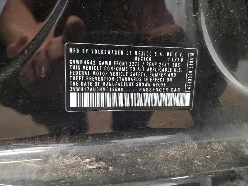 50129916 :رقم المزاد ، 3VWH17AU5HM518508 vin ، 2017 Volkswagen Golf Alltrack مزاد بيع