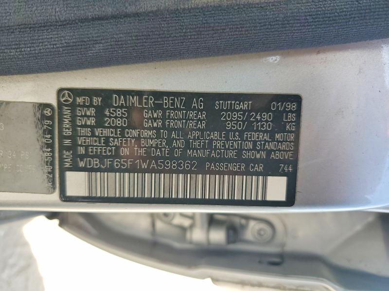 Продажа на аукционе авто 1998 Mercedes-benz E, vin: WDBJF65F1WA598362, номер лота: 47359936