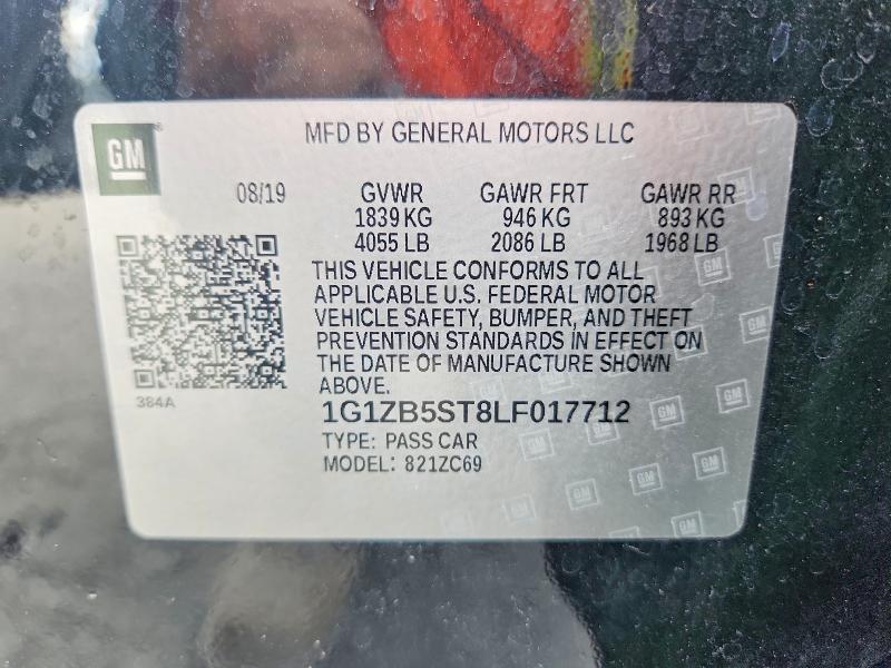 Aukcja sprzedaży 2020 Chevrolet Malibu, vin: 1G1ZB5ST8LF017712, numer aukcji: 48744386