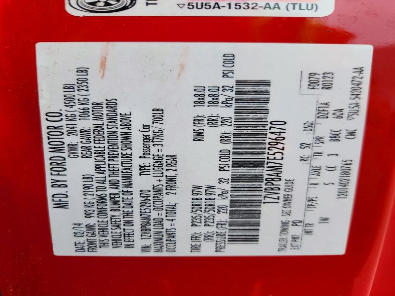 49914276 :رقم المزاد ، 1ZVBP8AM7E5296470 vin ، 2014 Ford Mustang مزاد بيع