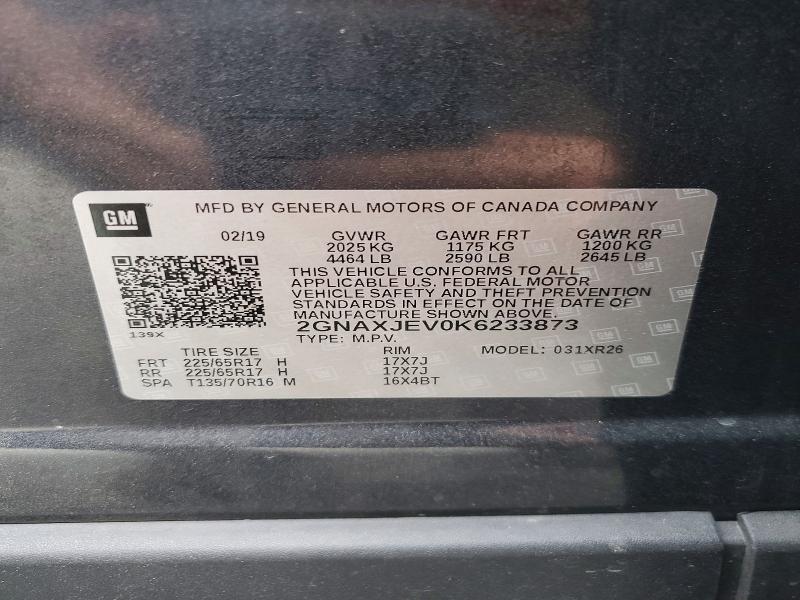 Продажа на аукционе авто 2019 Chevrolet Equinox, vin: 2GNAXJEV0K6233873, номер лота: 51703116