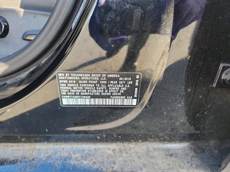 Aukcja sprzedaży 2015 Volkswagen Passat, vin: 1VWBT7A35FC109432, numer aukcji: 50466436
