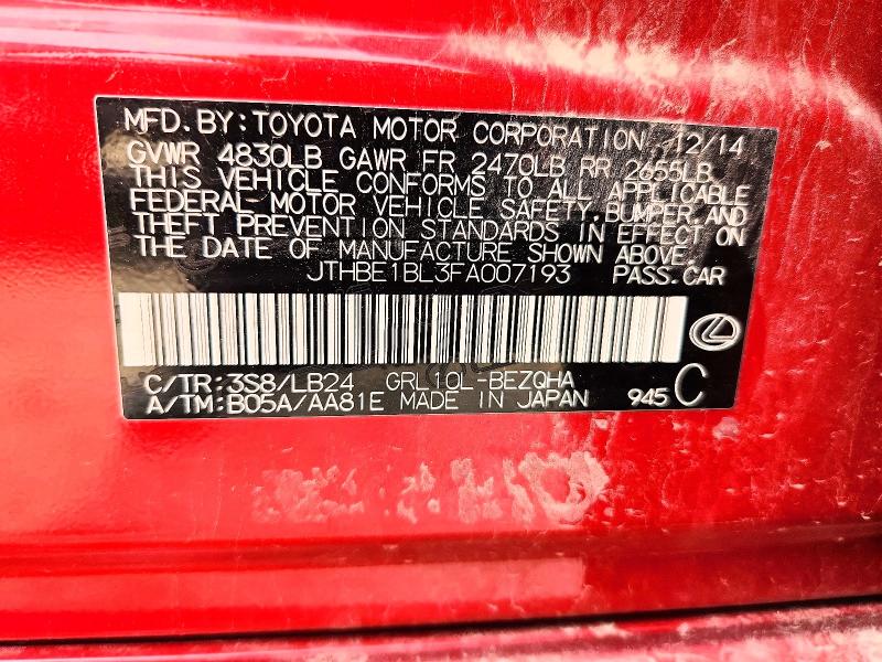 Aukcja sprzedaży 2015 Lexus Gs, vin: JTHBE1BL3FA007193, numer aukcji: 49397346