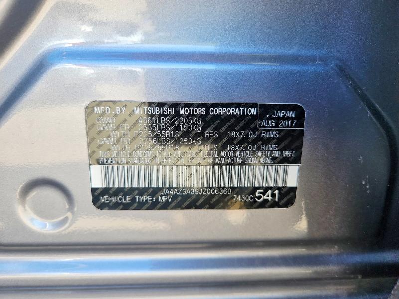 2018 Mitsubishi Outlander მანქანა იყიდება აუქციონზე, vin: JA4AZ3A39JZ006360, აუქციონის ნომერი: 50294436