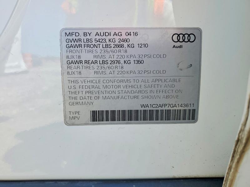 Продажа на аукционе авто 2016 Audi Q5, vin: WA1C2AFP7GA143611, номер лота: 48804836
