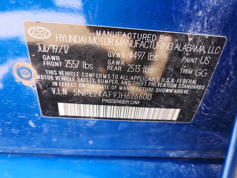 Aukcja sprzedaży 2018 Hyundai Sonata, vin: 5NPE24AF9JH626600, numer aukcji: 48313026