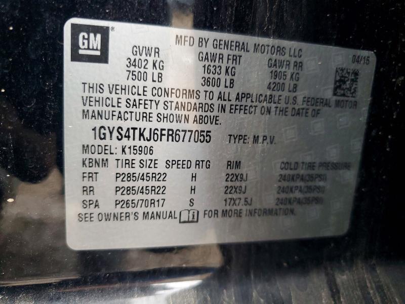 2015 Cadillac Escalade მანქანა იყიდება აუქციონზე, vin: 1GYS4TKJ6FR677055, აუქციონის ნომერი: 49161966
