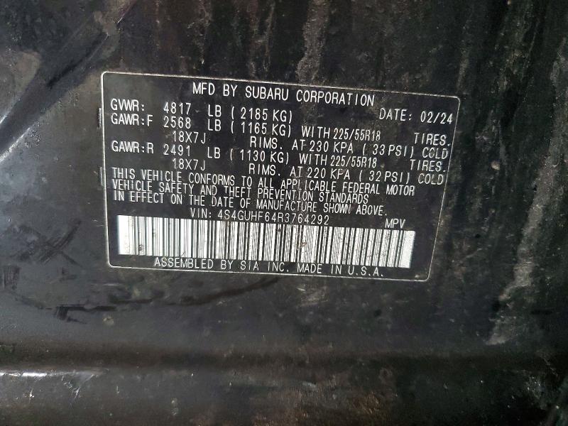 51612346 :رقم المزاد ، 4S4GUHF64R3764292 vin ، 2024 Subaru Crosstrek مزاد بيع
