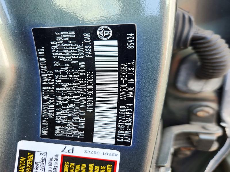 Продажа на аукционе авто 2013 Toyota Camry Hybrid, vin: 4T1BD1FK6DU070575, номер лота: 50472706