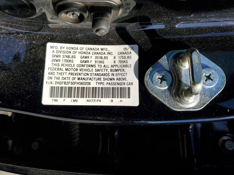 2015 Honda Civic მანქანა იყიდება აუქციონზე, vin: 2HGFB2F50FH560206, აუქციონის ნომერი: 51035756