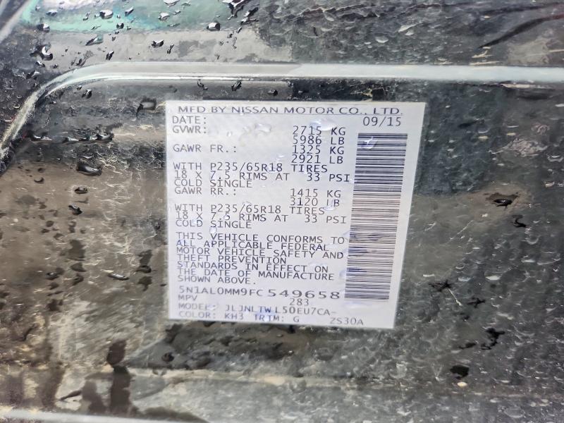 Aukcja sprzedaży 2015 Infiniti Qx60, vin: 5N1AL0MM9FC549658, numer aukcji: 51142586
