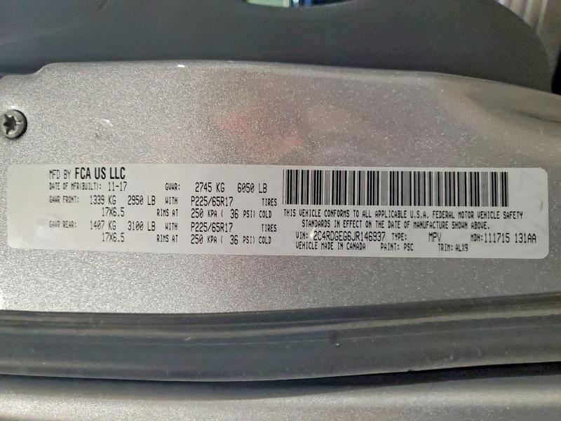 Aukcja sprzedaży 2018 Dodge Grand Caravan, vin: 2C4RDGEG6JR146937, numer aukcji: 51549196
