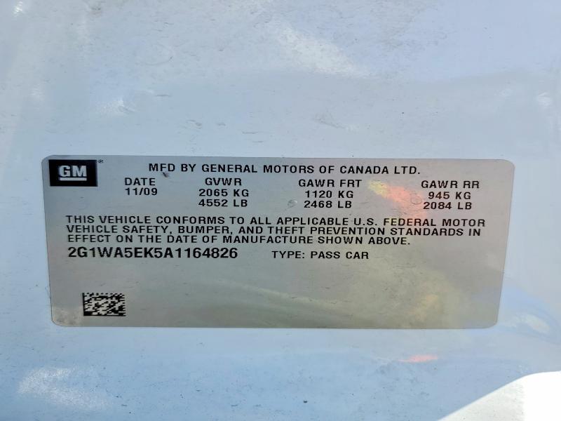 Aukcja sprzedaży 2010 Chevrolet Impala, vin: 2G1WA5EK5A1164826, numer aukcji: 49496016