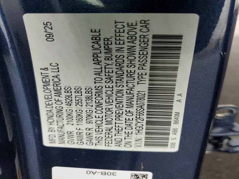 50440086 :رقم المزاد ، 1HGCY2F66SA078021 vin ، 2025 Honda Accord مزاد بيع