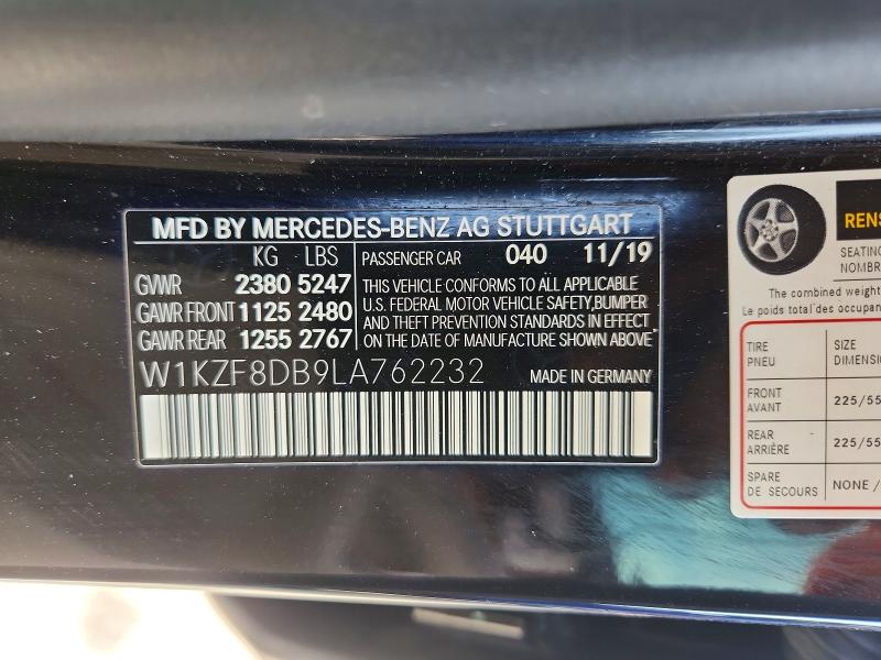 Продажа на аукционе авто 2020 Mercedes-benz E, vin: W1KZF8DB9LA762232, номер лота: 48513146