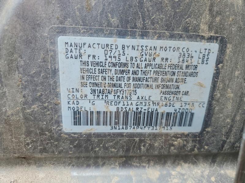 Aukcja sprzedaży 2015 Nissan Sentra, vin: 3N1AB7AP4FY317915, numer aukcji: 50450006