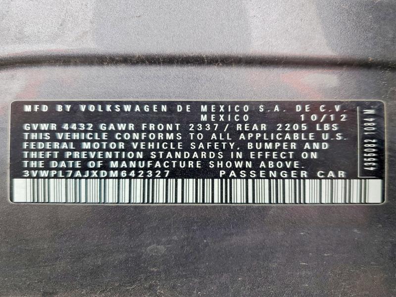 Auction sale of the 2013 Volkswagen Jetta, vin: 3VWPL7AJXDM642327, lot number: 49772016