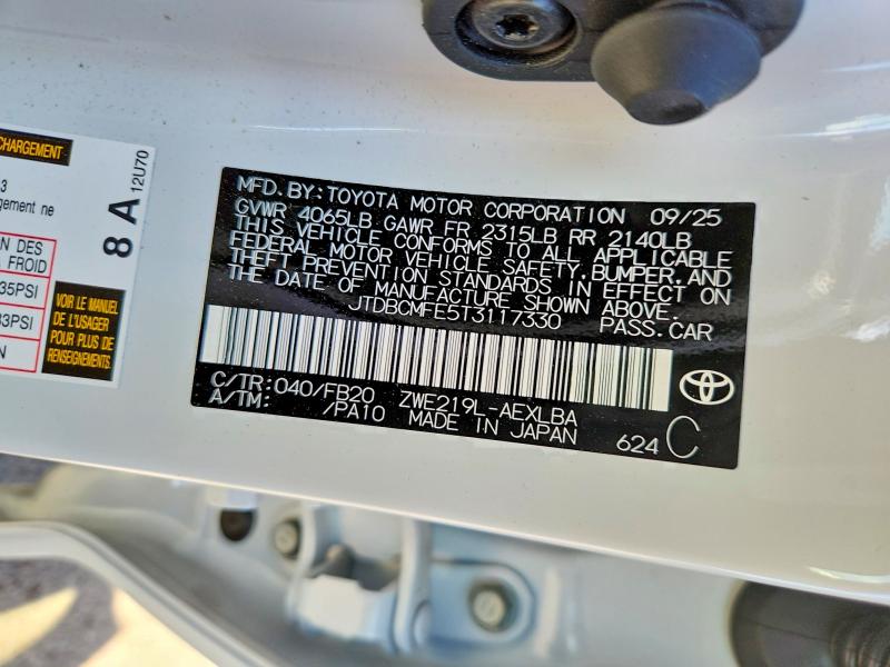 Продажа на аукционе авто 2026 Toyt Corolla, vin: JTDBCMFE5T3117330, номер лота: 50916666