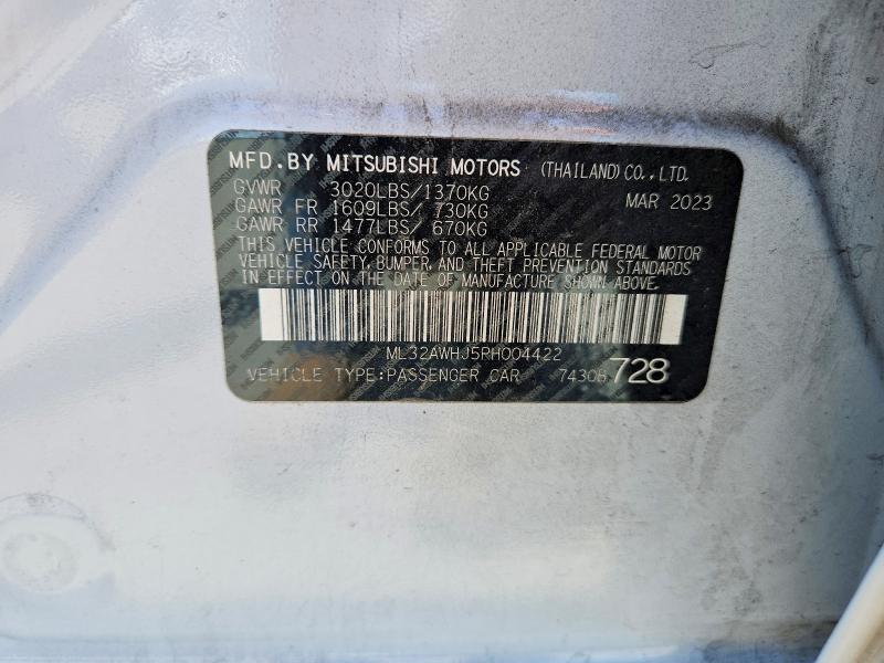 Aukcja sprzedaży 2023 Mitsubishi Mirage, vin: ML32AWHJ5PH004422, numer aukcji: 52093436