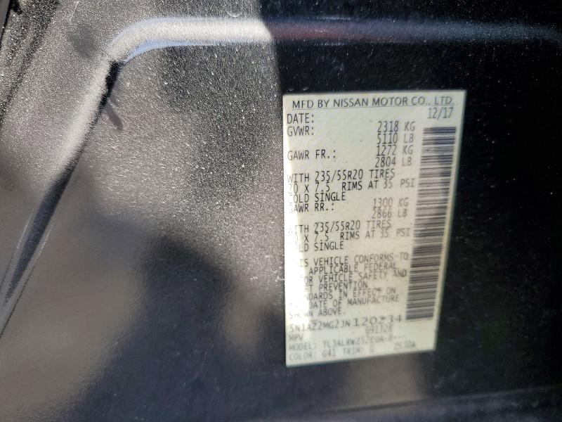 Aukcja sprzedaży 2018 Nissan Murano, vin: 5N1AZ2MG2JN120234, numer aukcji: 49596536