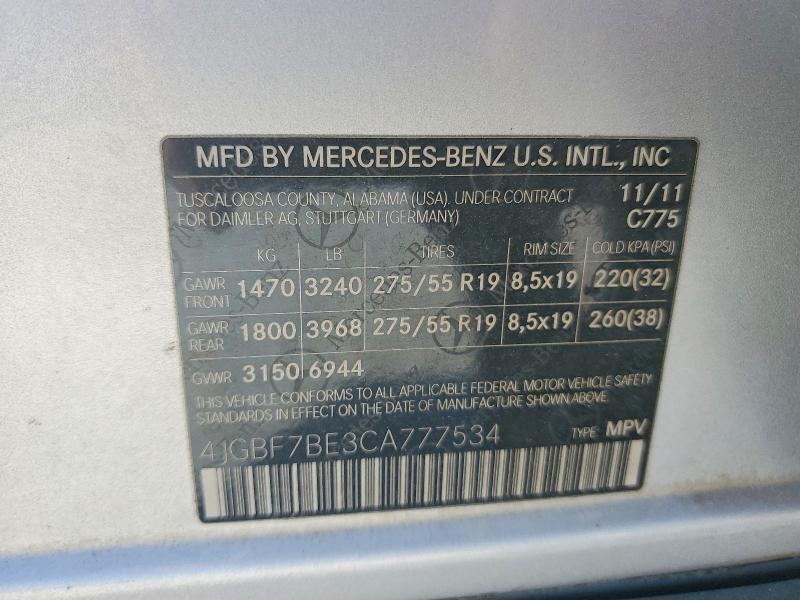 Продажа на аукционе авто 2012 Mercedes-benz Gl, vin: 4JGBF7BE3CA777534, номер лота: 49331056
