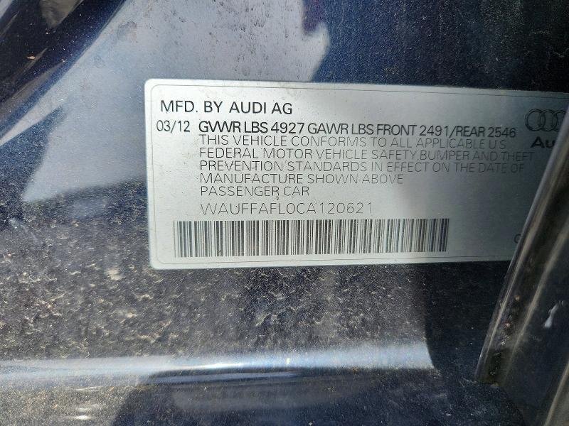 49956756 :رقم المزاد ، WAUFFAFL0CA120621 vin ، 2012 Audi A4 مزاد بيع