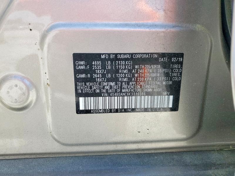 49831676 :رقم المزاد ، 4S4BSANC6K3310386 vin ، 2019 Subaru Outback مزاد بيع