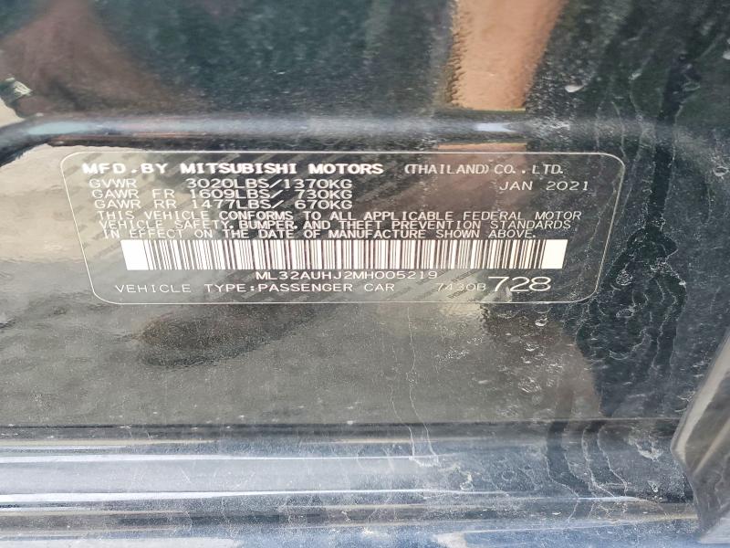 Продаж на аукціоні авто 2021 Mitsubishi Mirage, vin: ML32AUHJ2MH005219, номер лоту: 49324626