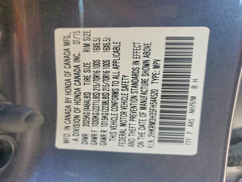 2015 Honda Cr-v მანქანა იყიდება აუქციონზე, vin: 2HKRM3H35FH544520, აუქციონის ნომერი: 49406586