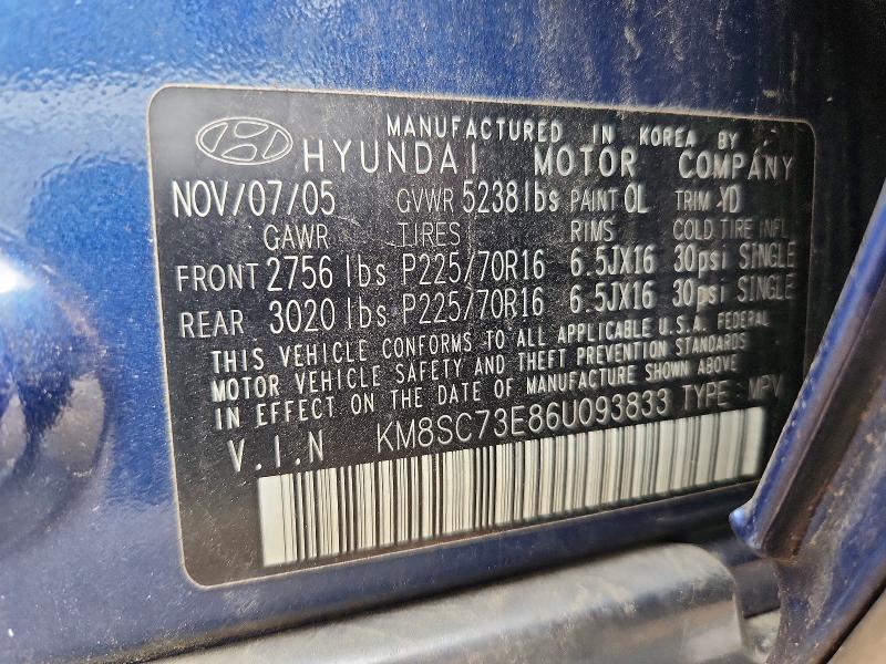 Продаж на аукціоні авто 2006 Hyundai Santa Fe, vin: KM8SC73E86U093833, номер лоту: 51413066