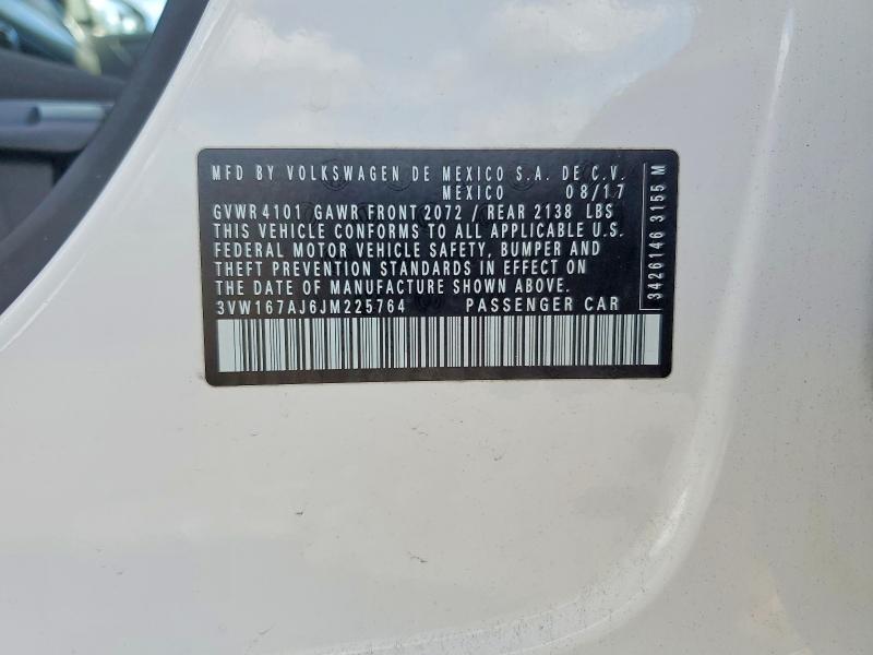 49953746 :رقم المزاد ، 3VW167AJ6JM225764 vin ، 2018 Volkswagen Jetta مزاد بيع