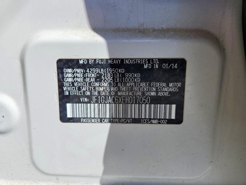 Aukcja sprzedaży 2014 Subaru Impreza, vin: JF1GJAC6XEH017050, numer aukcji: 48495126