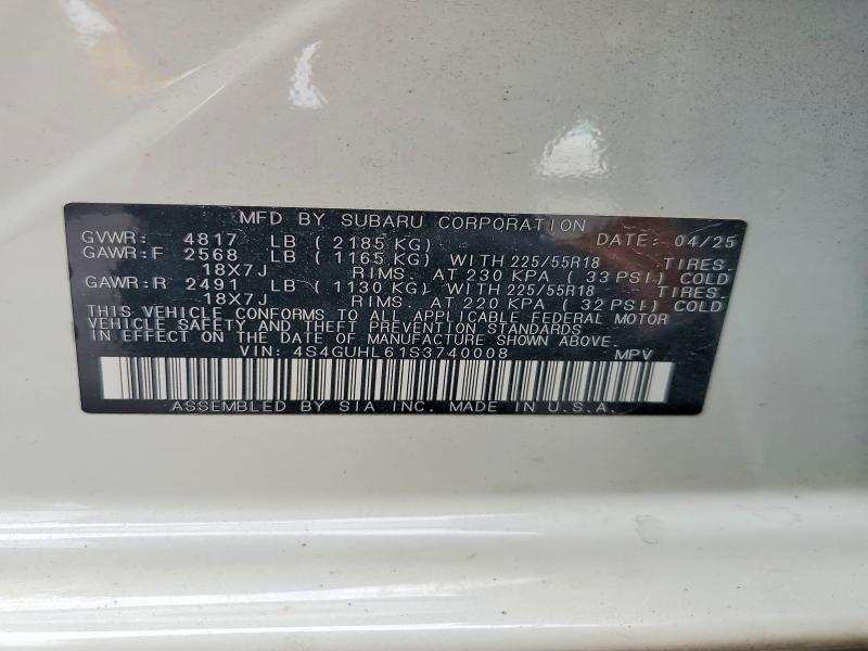 2025 Subaru Crosstrek მანქანა იყიდება აუქციონზე, vin: 4S4GUHL61S3740008, აუქციონის ნომერი: 50528226