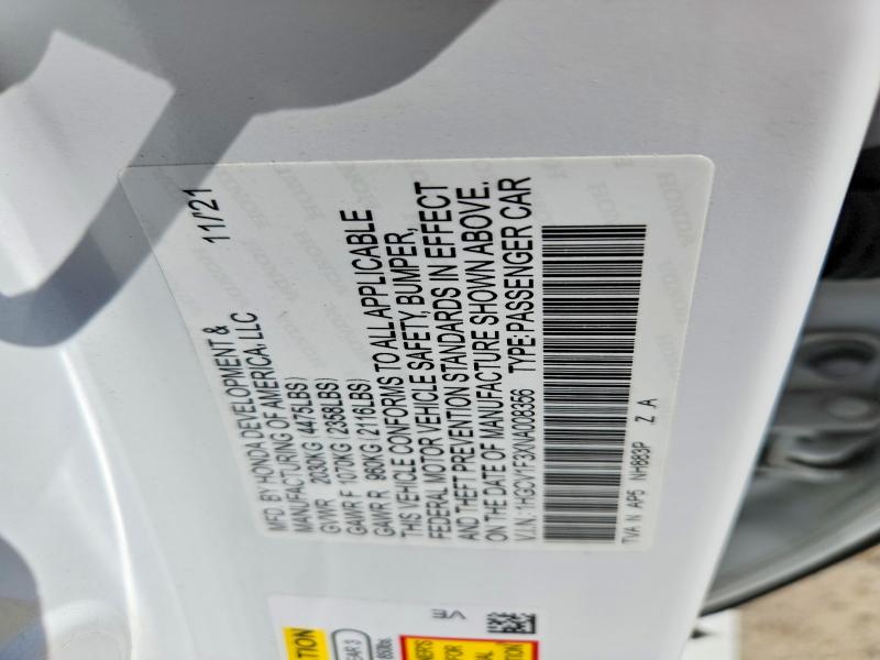 Продаж на аукціоні авто 2022 Honda Accord, vin: 1HGCV1F3XNA008356, номер лоту: 50203046