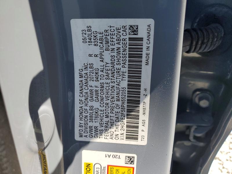 Продажа на аукционе авто 2023 Honda Civic, vin: 2HGFE2F58PH552055, номер лота: 49678836