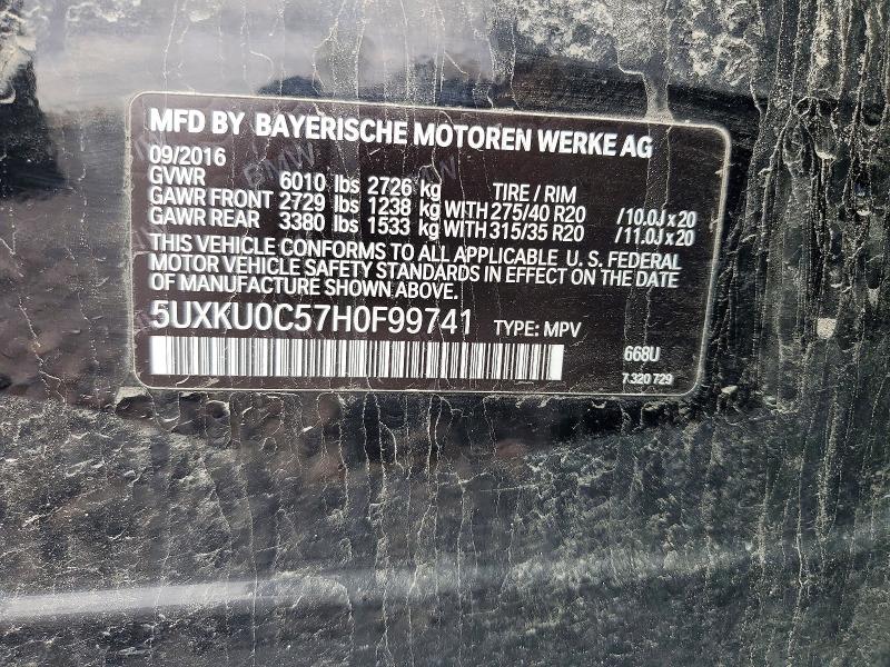 49627316 :رقم المزاد ، 5UXKU0C57H0F99741 vin ، 2017 Bmw X6 مزاد بيع