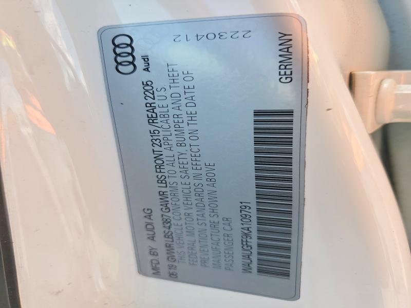 Продажа на аукционе авто 2019 Audi A3, vin: WAUAUGFF9KA109791, номер лота: 48160506