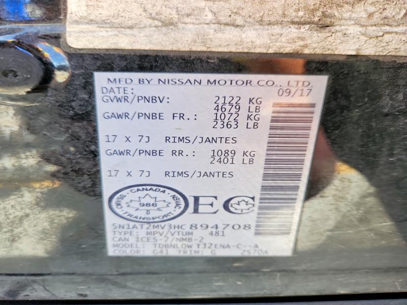 Продажа на аукционе авто 2017 Nissan Rogue, vin: 5N1AT2MV3HC894708, номер лота: 49822146