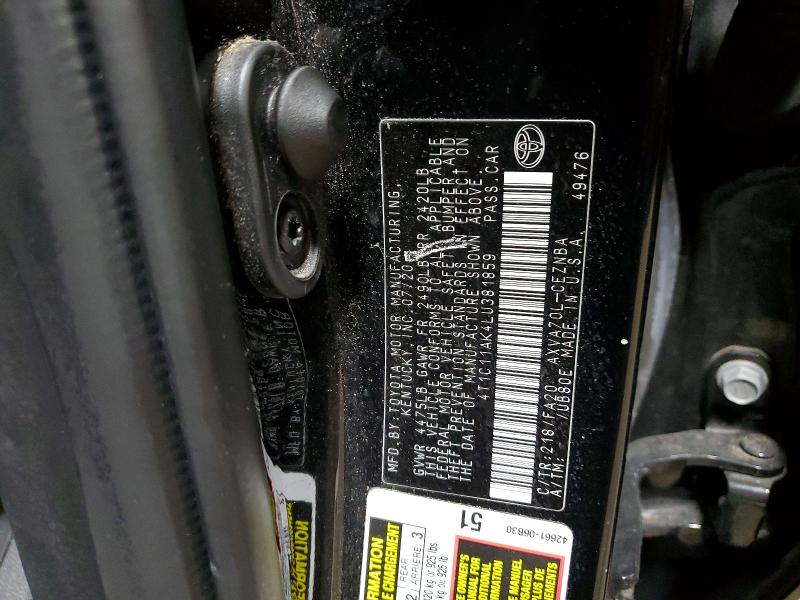 50267736 :رقم المزاد ، 4T1C11AK4LU381859 vin ، 2020 Toyota Camry مزاد بيع