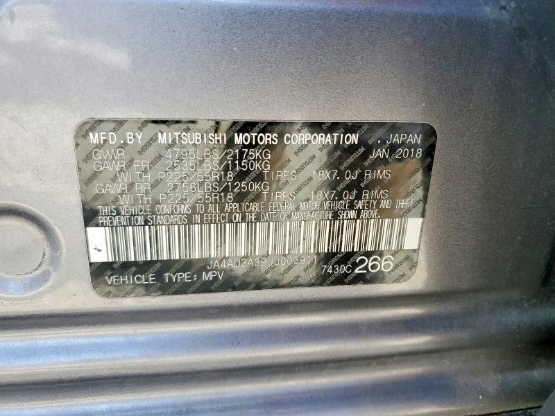 Продаж на аукціоні авто 2018 Mitsubishi Outlander, vin: JA4AD3A39JJ003911, номер лоту: 49001056