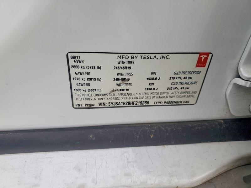 Aukcja sprzedaży 2017 Tesla Model S, vin: 5YJSA1E20HF215266, numer aukcji: 51154736