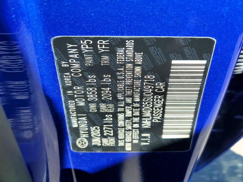 2025 Hyundai Elantra მანქანა იყიდება აუქციონზე, vin: KMHLM4DG5SU049718, აუქციონის ნომერი: 49854506